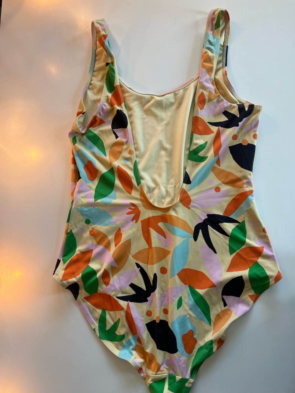 Monki Multicolor Abstract Leaf Print One-Piece Swimsuit